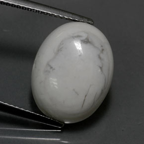 Howlite naturale bianco da 8,19 ct, taglio ovale, opaco
