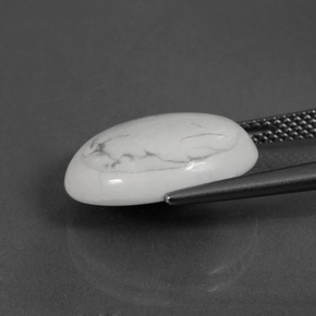 Howlite Bianco grigio naturale da 8.19 ct, Taglio ovale, Opaco