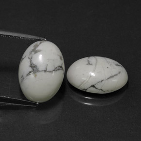 Howlite Bianco grigio naturale da 0.00 ct, Ovale, Opaco