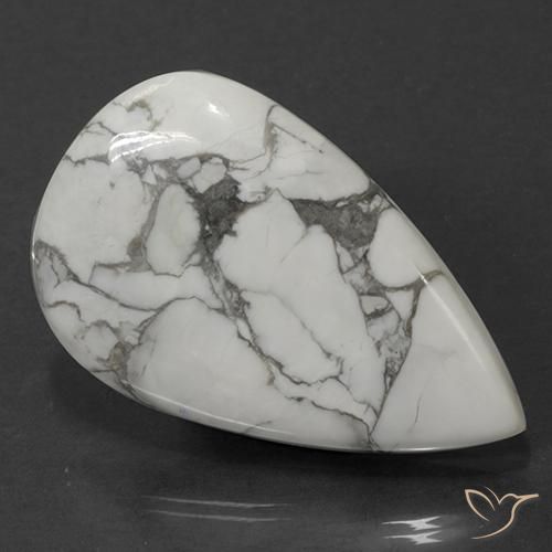 Howlite Bianco grigio naturale da 67.87 ct, Forma a pera, Opaco