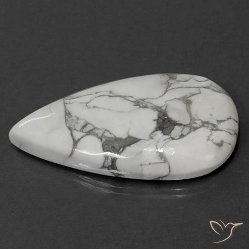 Howlite Bianco grigio naturale da 67.87 ct, Forma a pera, Opaco