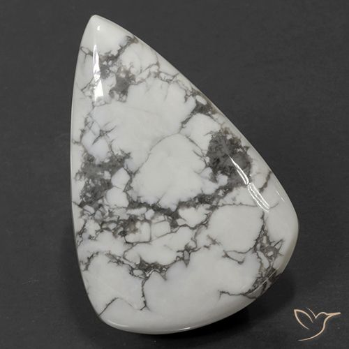 75.33ct Naturale Bianco grigio Howlite, Forma a pera, Opaco