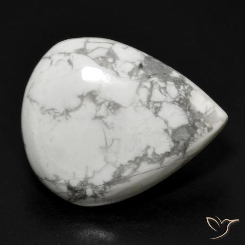 16.54ct Naturale Bianco grigio Howlite, Forma a pera, Opaco