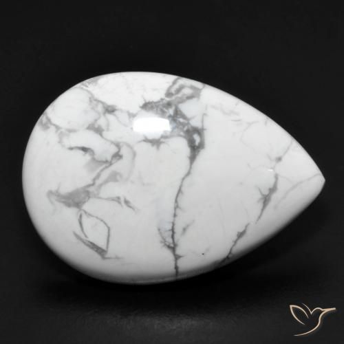Howlite Bianco grigio naturale da 14.38 ct, Forma a pera, Opaco