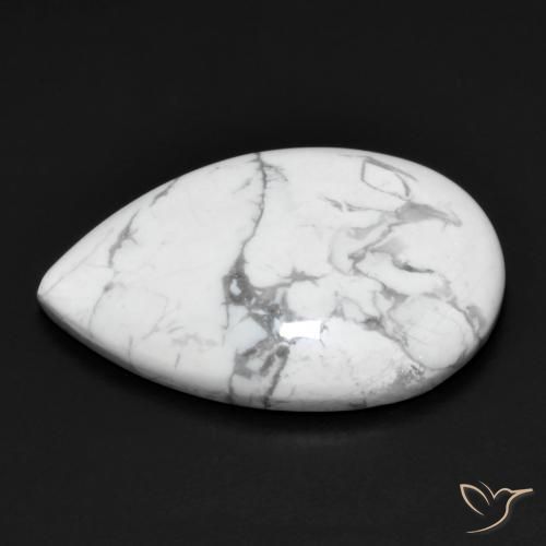 Howlite Bianco grigio naturale da 14.38 ct, Forma a pera, Opaco