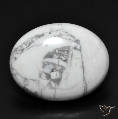 16.71ct Naturale Bianco grigio Howlite, Ovale, Opaco