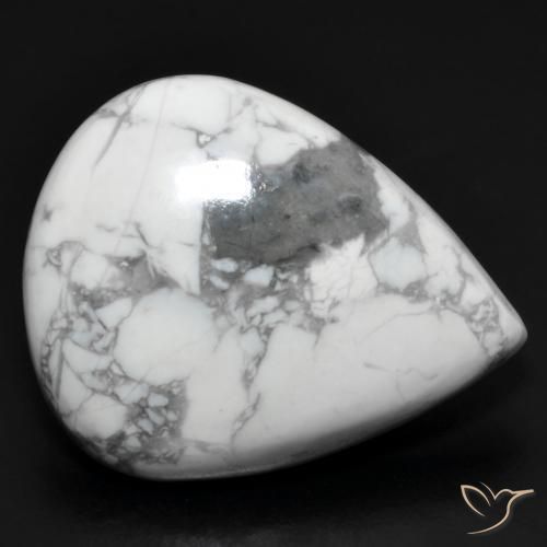 20.01ct Naturale Bianco grigio Howlite, Forma a pera, Opaco