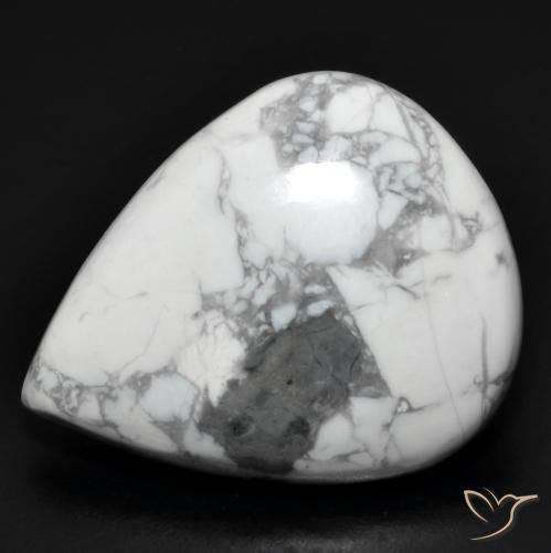 Howlite Bianco grigio naturale da 20.01 ct, Forma a pera, Opaco