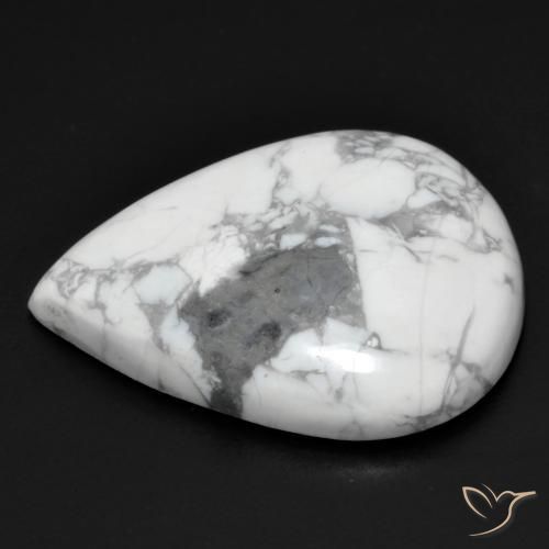 Howlite Bianco grigio naturale da 20.01 ct, Forma a pera, Opaco