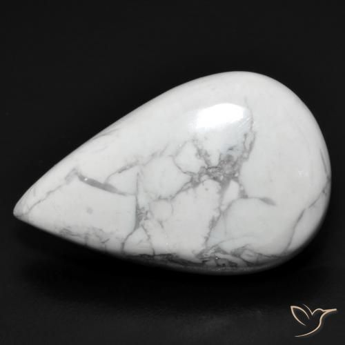 19.07ct Naturale Bianco grigio Howlite, Forma a pera, Opaco