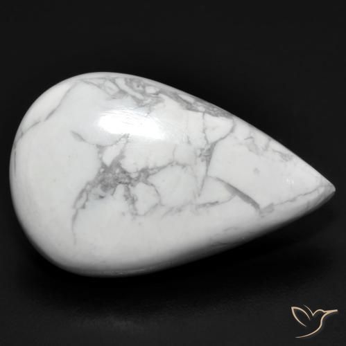 Howlite Bianco grigio naturale da 19.07 ct, Forma a pera, Opaco