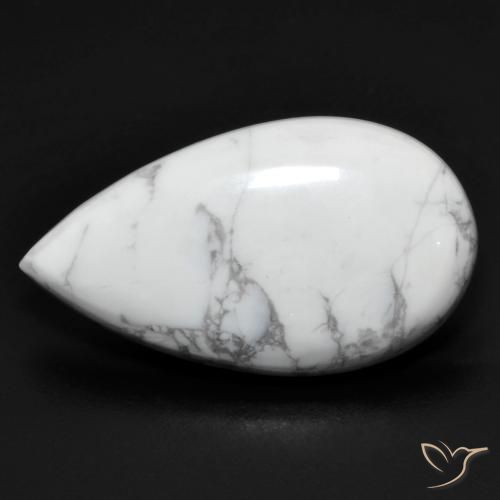 13.84ct Naturale Bianco grigio Howlite, Forma a pera, Opaco
