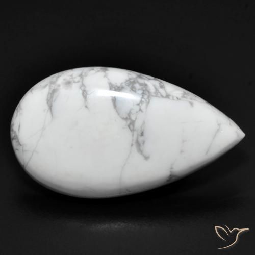 Howlite Bianco grigio naturale da 13.84 ct, Forma a pera, Opaco