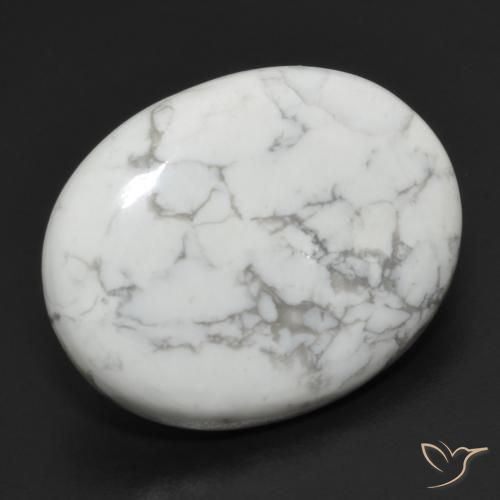 17.33ct Naturale Bianco grigio Howlite, Ovale, Opaco