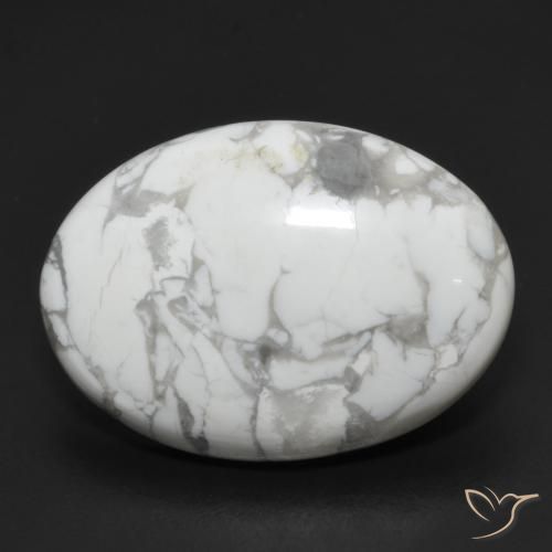 15.18ct Naturale Bianco grigio Howlite, Ovale, Opaco