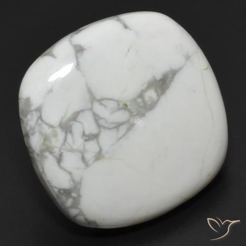 24.04ct Naturale Bianco grigio Howlite, Cuscino, Opaco