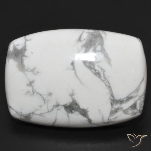 24.16ct Naturale Bianco grigio Howlite, Cuscino, Opaco