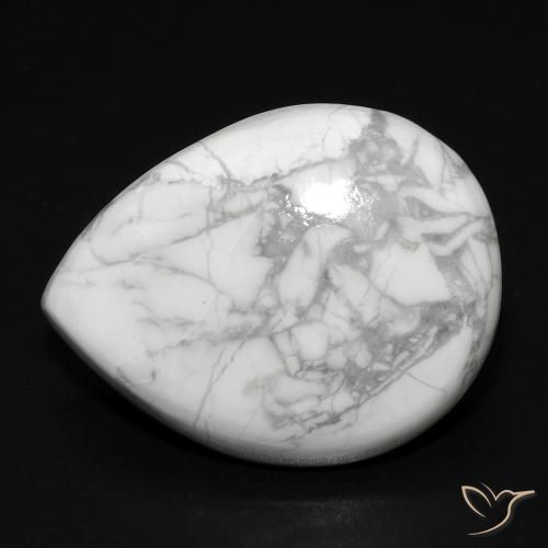 15.74ct Naturale Bianco grigio Howlite, Forma a pera, Opaco