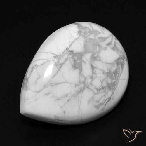 Howlite Bianco grigio naturale da 15.74 ct, Forma a pera, Opaco