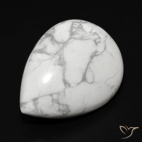 Howlite Bianco grigio naturale da 18.55 ct, Forma a pera, Opaco