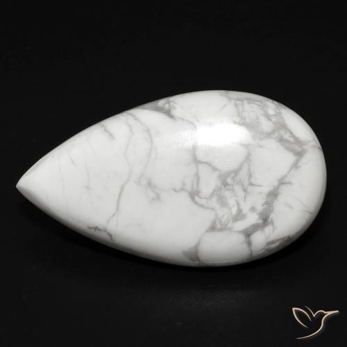 12.48ct Naturale Bianco grigio Howlite, Forma a pera, Opaco
