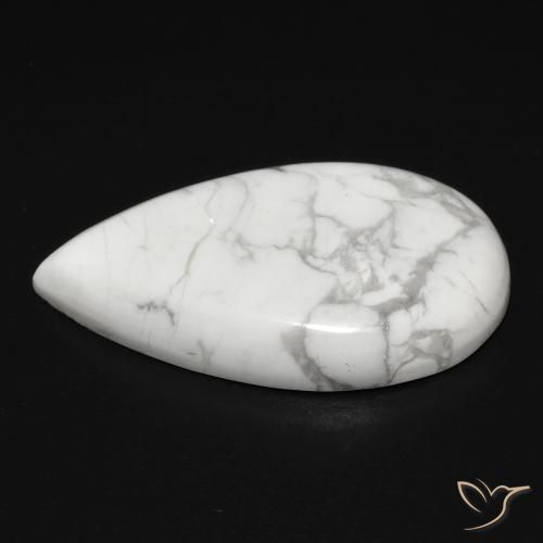 Howlite Bianco grigio naturale da 12.48 ct, Forma a pera, Opaco
