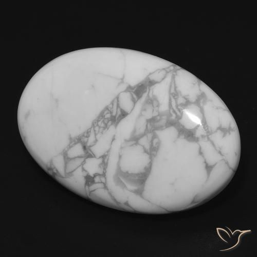 Howlite Bianco grigio naturale da 14.74 ct, Ovale, Opaco