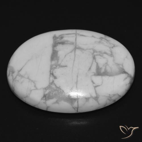 Howlite Bianco grigio naturale da 21.74 ct, Ovale, Opaco