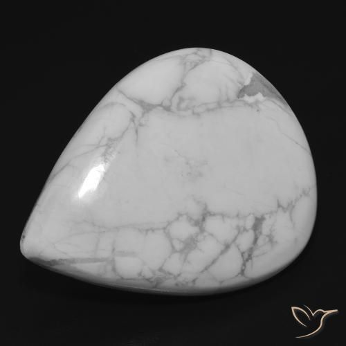 Howlite Bianco grigio naturale da 25.33 ct, Forma a pera, Opaco