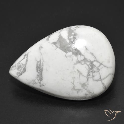 21.42ct Naturale Bianco grigio Howlite, Forma a pera, Opaco