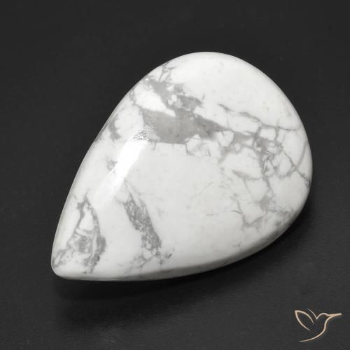 Howlite Bianco grigio naturale da 21.42 ct, Forma a pera, Opaco