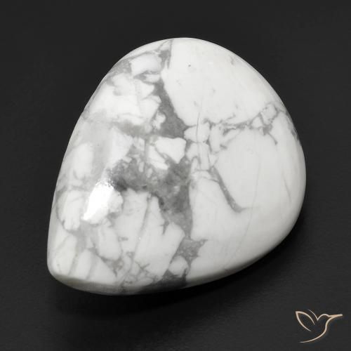 Howlite Bianco grigio naturale da 17.67 ct, Forma a pera, Opaco