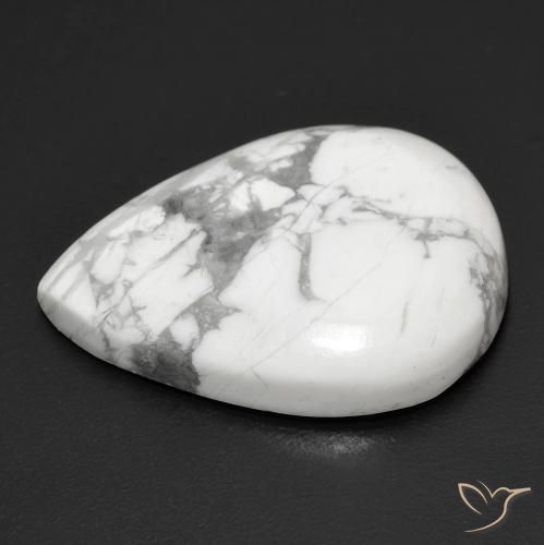 Howlite Bianco grigio naturale da 17.67 ct, Forma a pera, Opaco