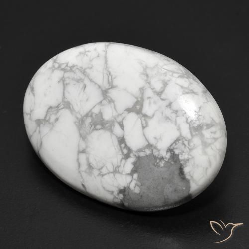 Howlite Bianco grigio naturale da 19.91 ct, Ovale, Opaco