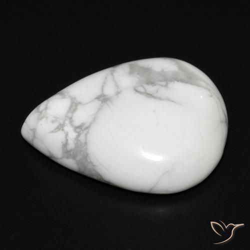 Howlite Bianco grigio naturale da 18.33 ct, Forma a pera, Opaco
