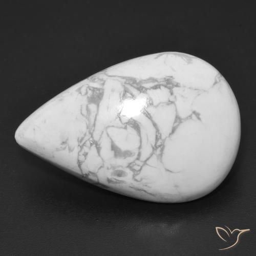 20.70ct Naturale Bianco grigio Howlite, Forma a pera, Opaco