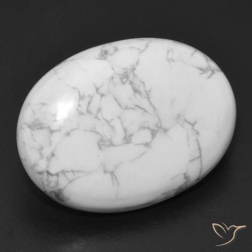 Howlite Bianco grigio naturale da 19.37 ct, Ovale, Opaco