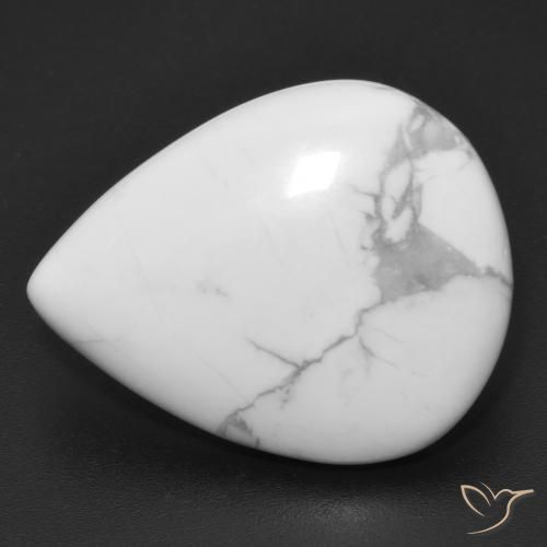 16.12ct Naturale Bianco grigio Howlite, Forma a pera, Opaco