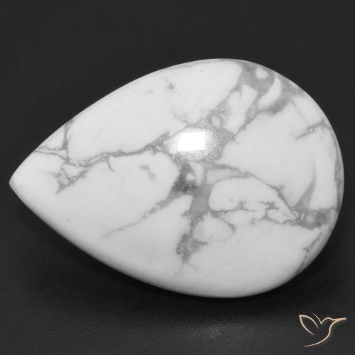 15.90ct Naturale Bianco grigio Howlite, Forma a pera, Opaco
