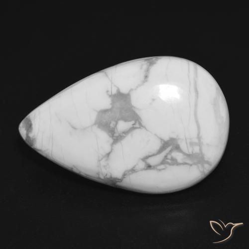 18.20ct Naturale Bianco grigio Howlite, Forma a pera, Opaco