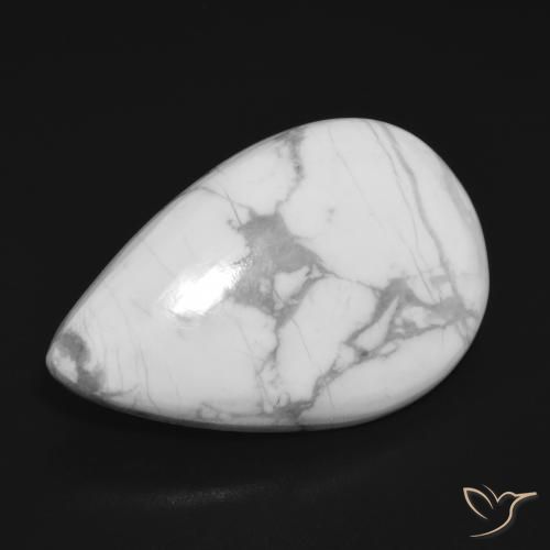 Howlite Bianco grigio naturale da 18.20 ct, Forma a pera, Opaco