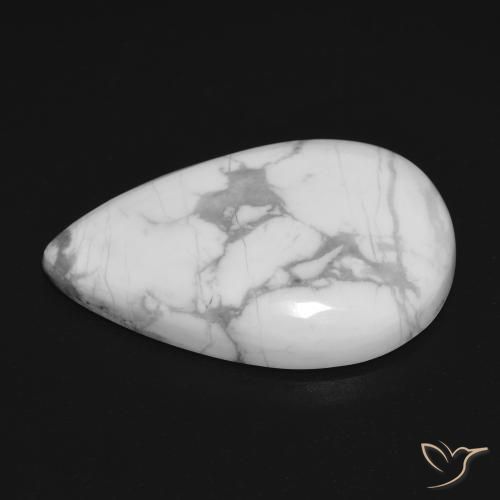 Howlite Bianco grigio naturale da 18.20 ct, Forma a pera, Opaco