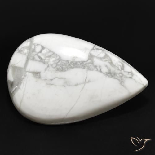 23.41ct Naturale Bianco grigio Howlite, Forma a pera, Opaco