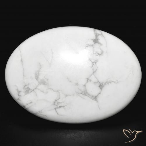 30.49ct Naturale Bianco grigio Howlite, Ovale, Opaco