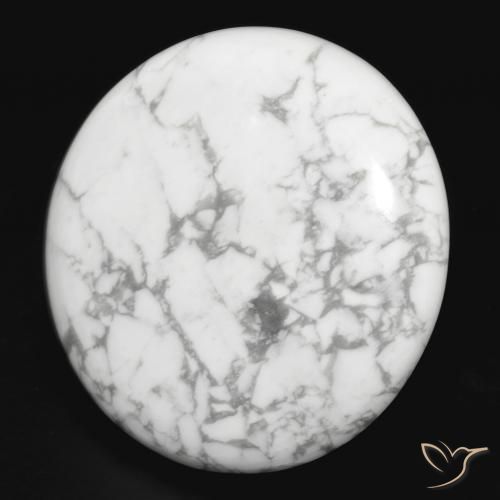 Howlite Bianco grigio naturale da 33.12 ct, Rotondo, Opaco