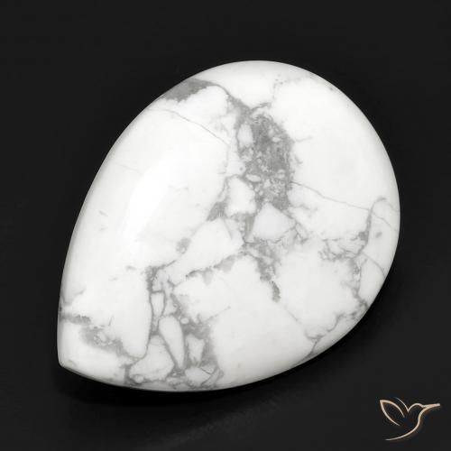 Howlite Bianco grigio naturale da 14.46 ct, Forma a pera, Opaco