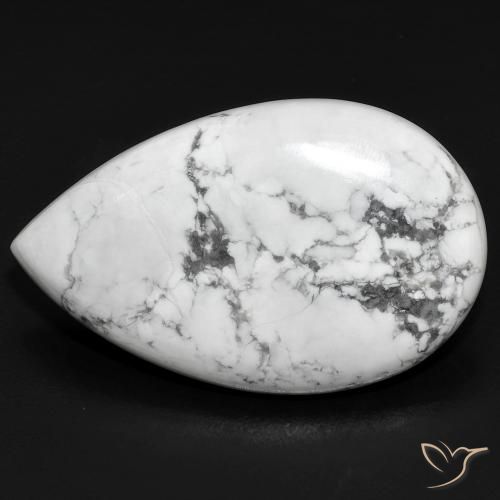 22.34ct Naturale Bianco grigio Howlite, Forma a pera, Opaco