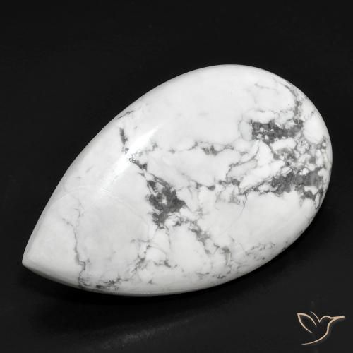 Howlite Bianco grigio naturale da 22.34 ct, Forma a pera, Opaco