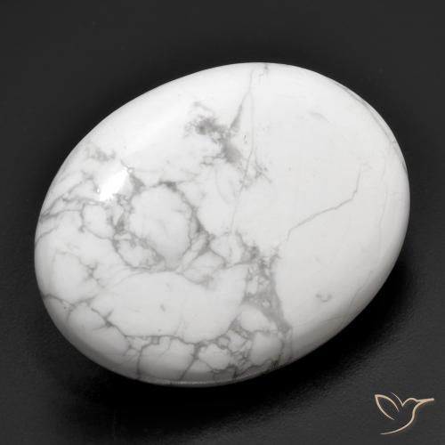 Howlite Bianco grigio naturale da 26.94 ct, Ovale, Opaco