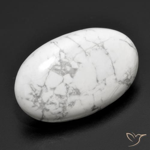 Howlite Bianco grigio naturale da 22.76 ct, Ovale, Opaco